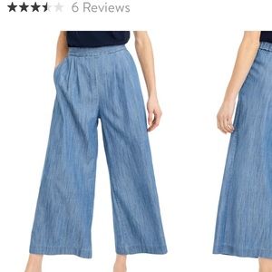 J Crew Wide Leg Crop Chambray Pants